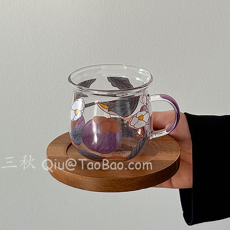 新中式山竹与鸟玻璃杯下午茶水杯