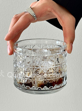 三秋Sanq复古轻奢钻石纹玻璃杯高级感威士忌洋酒杯水杯冷萃咖啡杯