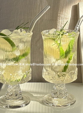 北欧风宫廷高脚杯小众设计玻璃杯红酒杯果酒杯咖啡杯饮品杯果汁杯