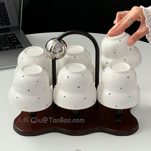 Sanq哑光白浮雕糖豆陶瓷杯客厅待客水杯套装杯具茶杯果汁杯牛奶杯