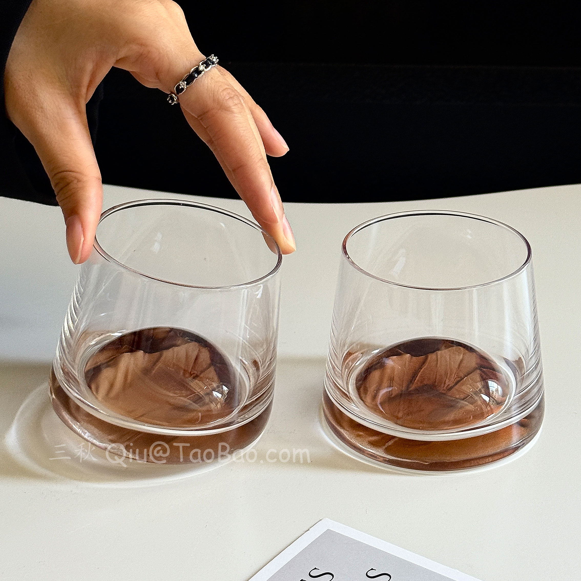 中古风观山杯玻璃杯富士山杯小众高级感水杯山脉杯子威士忌酒杯