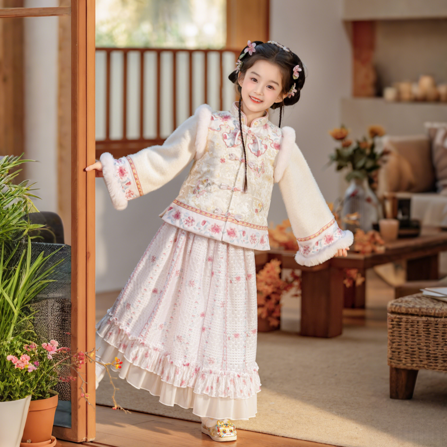 兮兮家新款古风汉服女童秋冬季加厚裙子套装中国风日常瑶华绮服,童装/婴儿装/亲子装,汉服,淘宝优惠券,粉丝福利购,淘宝优惠卷