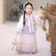 明制汉服女童冬季 中国风儿童加绒加厚拜年服紫玉生烟 马面裙套装