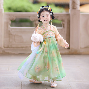 兮兮家汉服女童秋款传统国风改良襦裙连衣裙古风超仙日常浮光翠槿