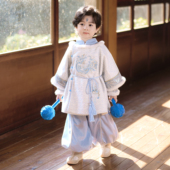 冬款 兮兮家儿童汉服哪吒敖丙加绒套装 男孩女孩国风新年拜年服唐装