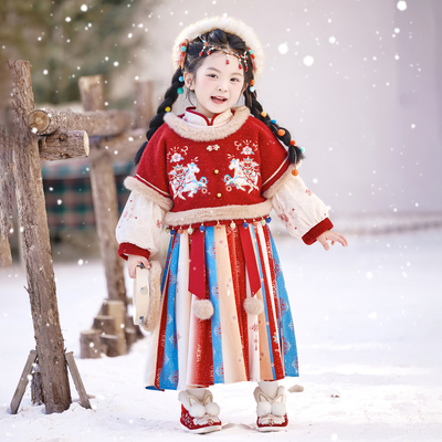 汉服女童拜年服冬装中国风新年服