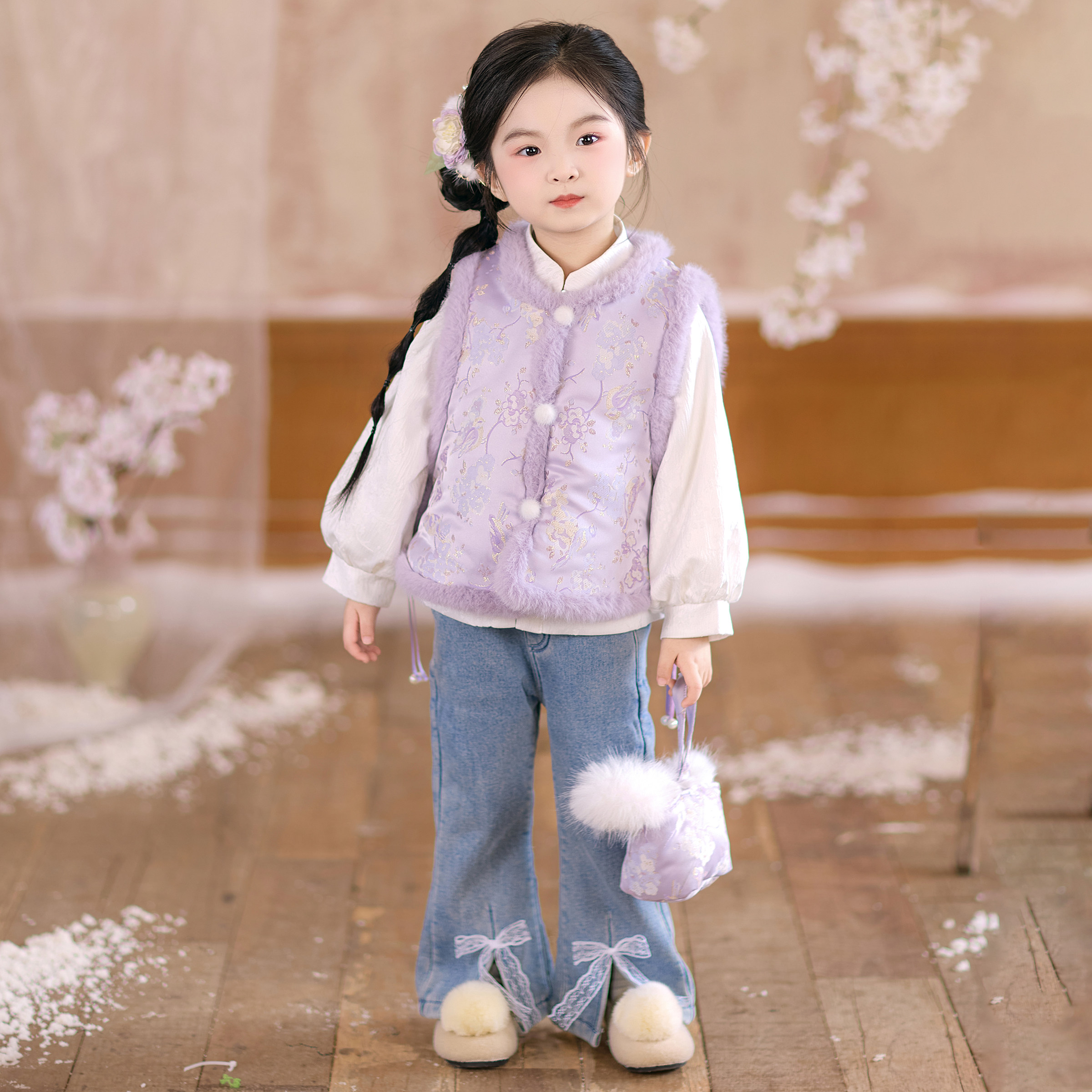 兮兮家汉服女童马甲冬装儿童新中式拜年服双面可穿加绒套装知瑶,童装/婴儿装/亲子装,汉服,淘宝优惠券,粉丝福利购,淘宝优惠卷