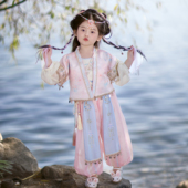 小女孩超仙古装 汉服女童秋季 子套装 儿童民族风裤 演出服 2025新款