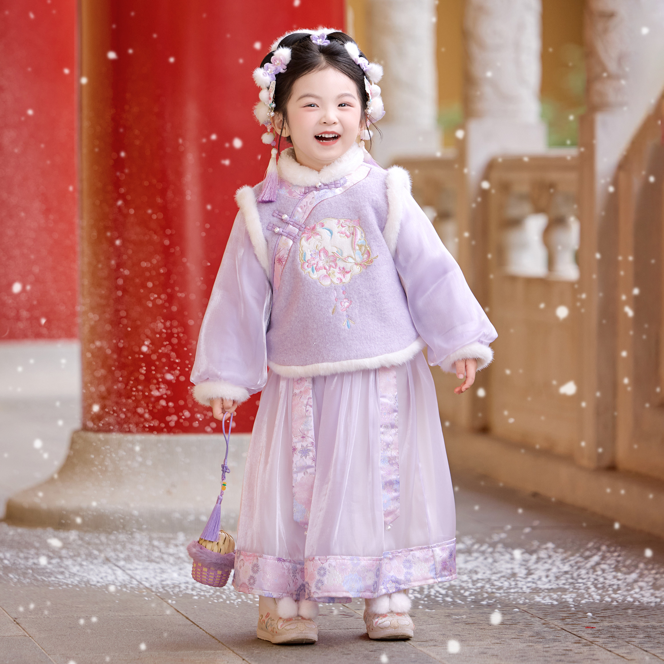 兮兮家汉服女童冬款国风新中式裙子套装女宝宝超仙新年拜年服绮罗,童装/婴儿装/亲子装,汉服,淘宝优惠券,粉丝福利购,淘宝优惠卷