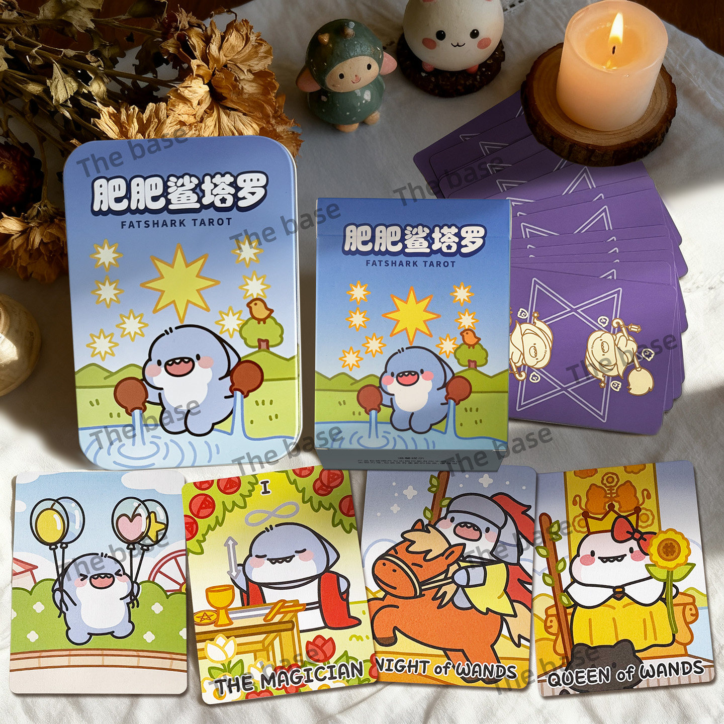 现货正版腊条龙肥肥鲨塔罗牌铁盒FATSHARK TAROT可爱风桌游卡牌