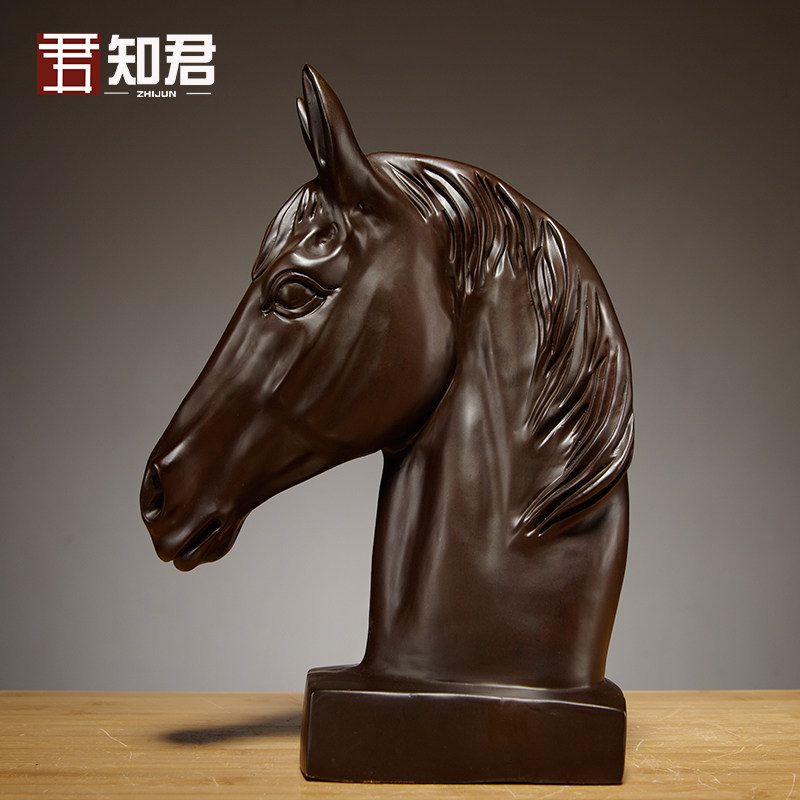 黑檀木雕刻十二生肖马摆件实木马居客厅办公室装饰红木工艺品