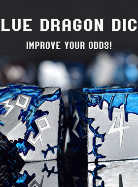 龙金属骰子跑团骰子DND骰子COC骰子蓝龙法阵套装