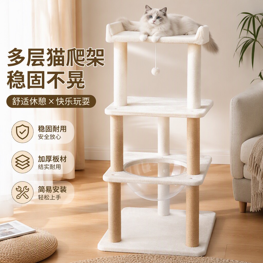 太空舱猫爬架剑麻柱耐磨抓柱猫窝