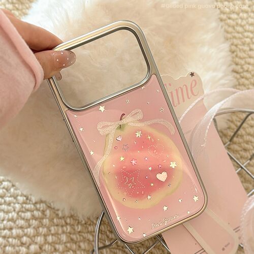 适用彩钻粉芭乐17promax手机壳iphone17苹果15电镀鎏金14高颜值16