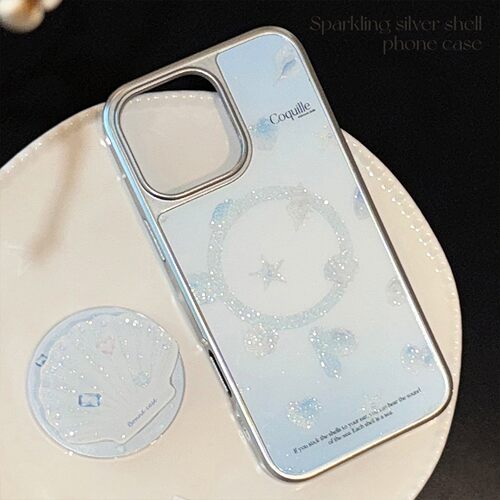 适用琉砂苹果16promax手机壳iphone15海洋贝壳磁吸支架17夏日华为