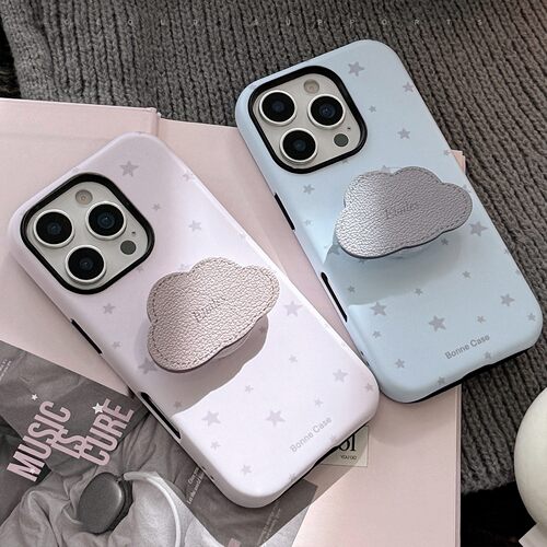 适用皮纹云朵支架iPhone16苹果手机壳17promax13菲林12高级感星星