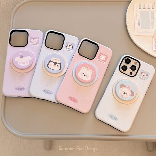 适用小动物磁吸支架手机壳苹果iPhone1613菲林15promax硬14韩系17