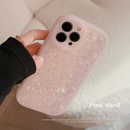 适用少女粉色贝壳纹iphone16苹果14promax手机壳梦幻1115代发12软