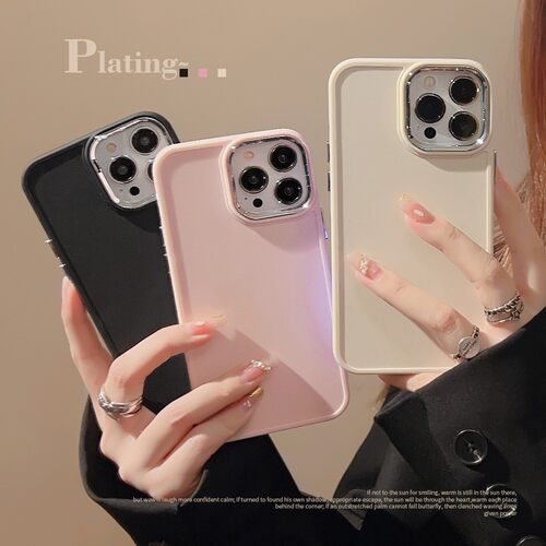 适用电镀镜头iphone16苹果17手机壳软14硅胶13简约纯色15pro max