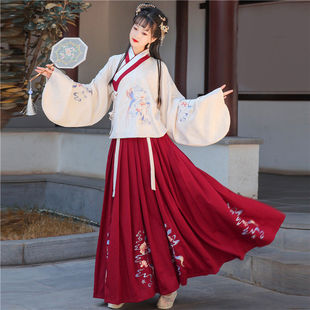 租汉服古装出租明朝女刺绣演出服学生公司年会中式婚礼伴娘服租赁