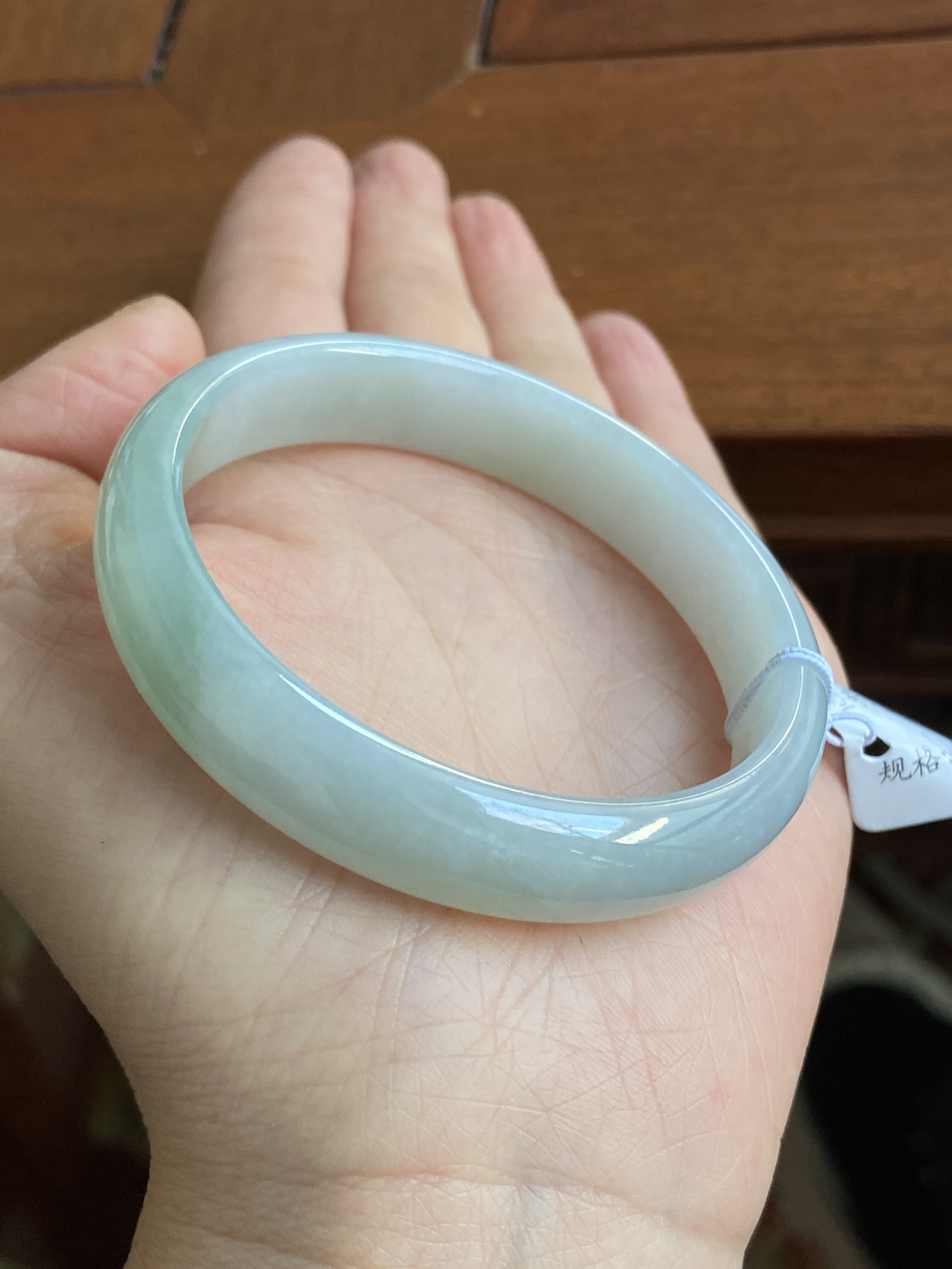 【云南小月城】缅甸天然A货翡翠正品糯冰种晴水手镯55圈口证书