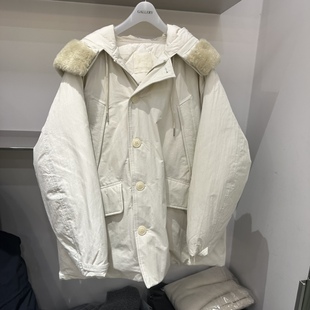 GALLERY-P韩国正品代购2025毛领连帽羽绒服女中长款百搭保暖外套