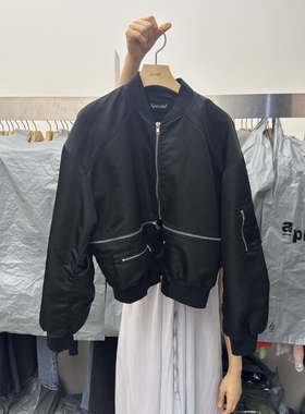 TEMPTING秋 韩国代购 百搭时尚舒适宽松简约时尚休闲拉链长袖外套