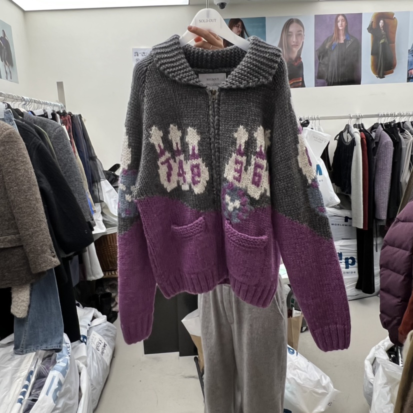 SOLD OUT韩国正品代购2025软糯风翻领拉链针织开衫女毛衣外套