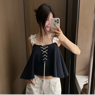 Partysu夏 荷叶边短上衣 韩国代购 甜美淑女气质日常百搭吸睛时尚