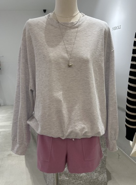 韩国正品代购 NEROLI 36春季新款后背镂空长袖宽松薄款百搭T恤