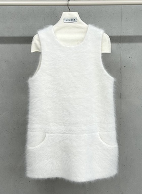 HELDER-P韩国正品代购2025简约气质无袖毛绒连衣裙女显瘦时尚