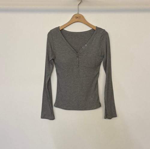 TWENTY FOUR SEVEN24-7韩国正品代购2025极简风V领扣子长袖针织衫