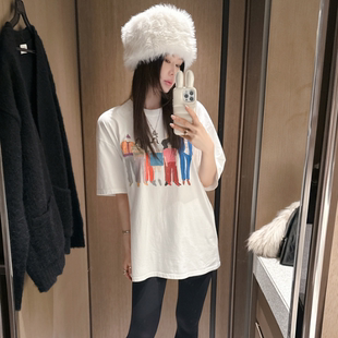 partysu韩国正品代购2026春季新款卡通印花短袖T恤女宽松百搭上衣