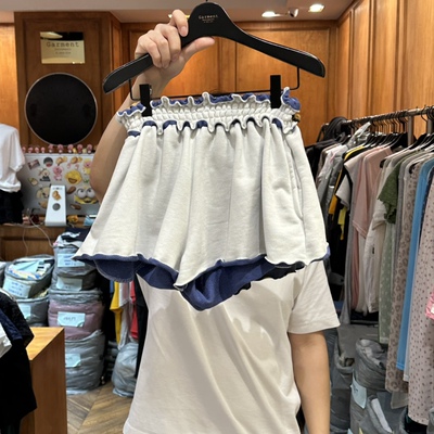 韩国正品代购 GARMENT-P夏季新款撞色木耳边卷边慵懒舒适休闲短裤