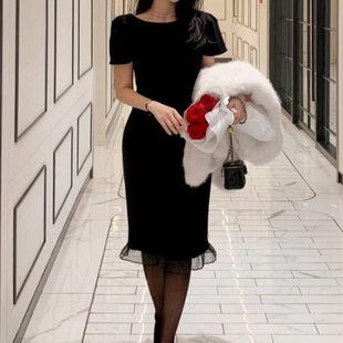 时尚 DRY 2025连衣裙女简约气质收腰中长款 代购 裙 FLOWER韩国正品