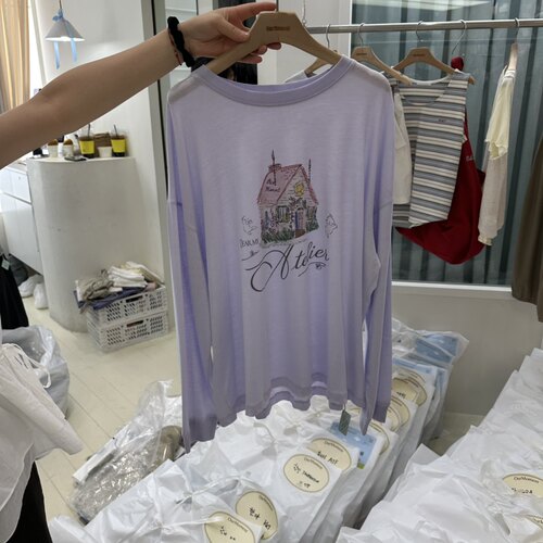 韩国正品代购 OURMOMENT夏季新款清新小屋图案舒适百搭减龄T恤