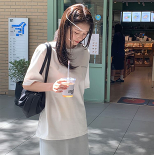 韩国正品代购夏季新款 简约字母印花日常百搭休闲基础款短袖T恤