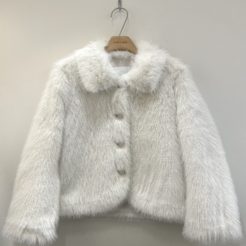 OBSESS韩国正品代购2025冬季新款毛绒系短皮草外套女翻领百搭外套