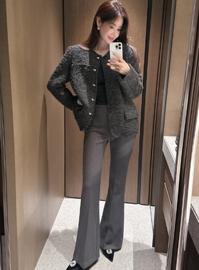 partysu韩国正品代购2025气质高腰喇叭裤显瘦百搭休闲长裤微喇裤