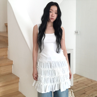 吊带蛋糕裙女荷叶边分层时尚 韩国正品 新款 春季 大方连衣裙 代购