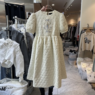 CHEAP-CHIC韩国正品代购2025淑女风泡泡袖刺绣连衣裙女优雅气质裙