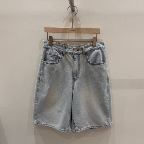 韩国正品代购 OREE夏季新款休闲清爽百搭复古做旧直筒高腰牛仔裤