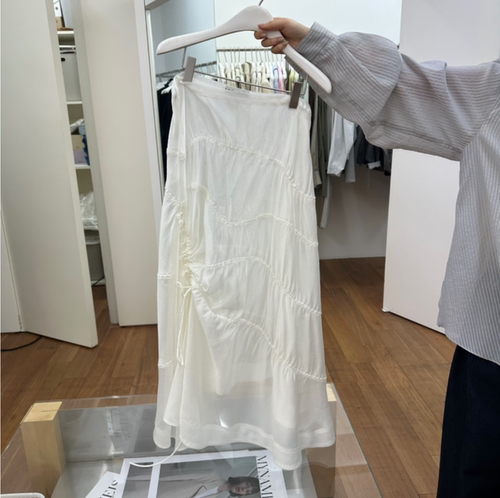 MYNAMEIS韩国正品代购 不规则时尚休闲风A字裙气质淑女吸睛半身裙