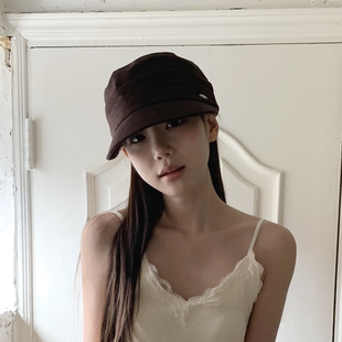 韩国正品代购夏季新款 基础款复古褶皱设计修饰脸型百搭女士帽子