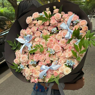 【小时达】三八节99朵多头折射玫瑰生日花束鲜花速递同城北京老婆