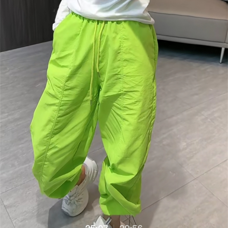 荧光绿美式速干运动裤女夏季薄款