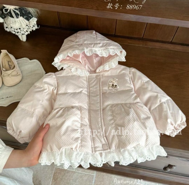 谷米熊26秋冬新款女童时尚韩版连帽外套小童轻薄羽绒服加厚夹克衫
