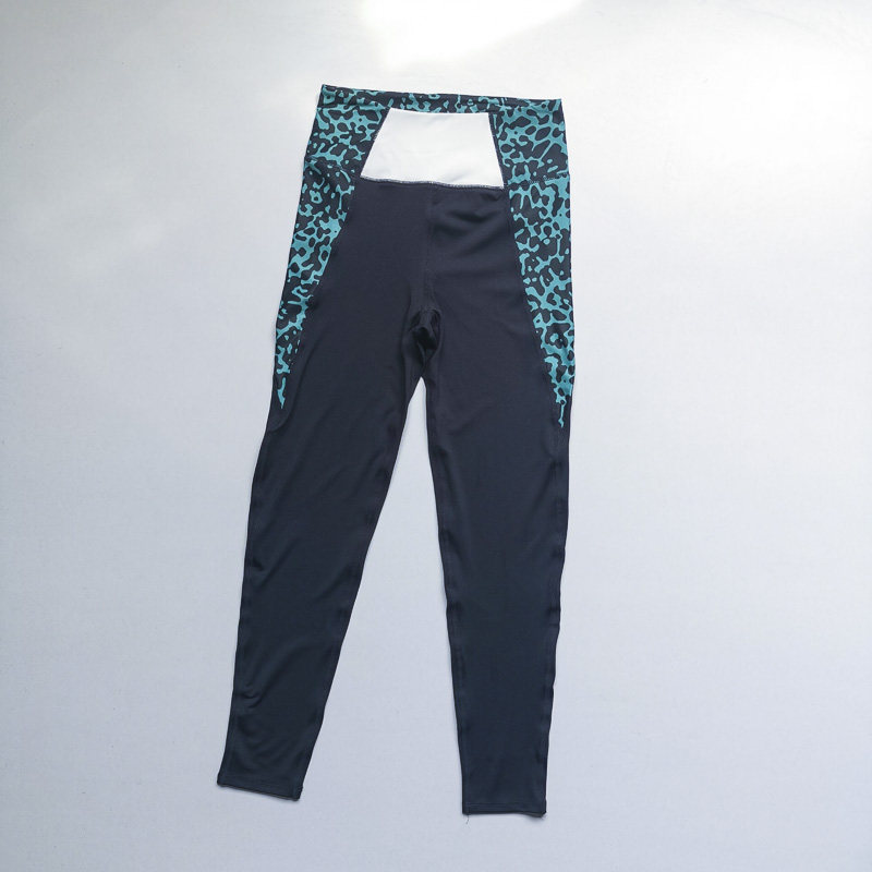 外单女透气速干拼花色显瘦跑步健身瑜伽裤外穿高腰弹力运动九分裤