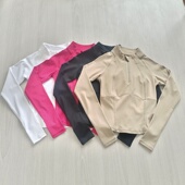 长袖 弹力显瘦健身服 半拉链瑜伽服女专业跑步训练运动速干上衣修身