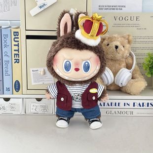 适合LABUBU象棋国王37cm搪胶娃娃拉布布毛绒潮玩娃衣月影猫娃衣